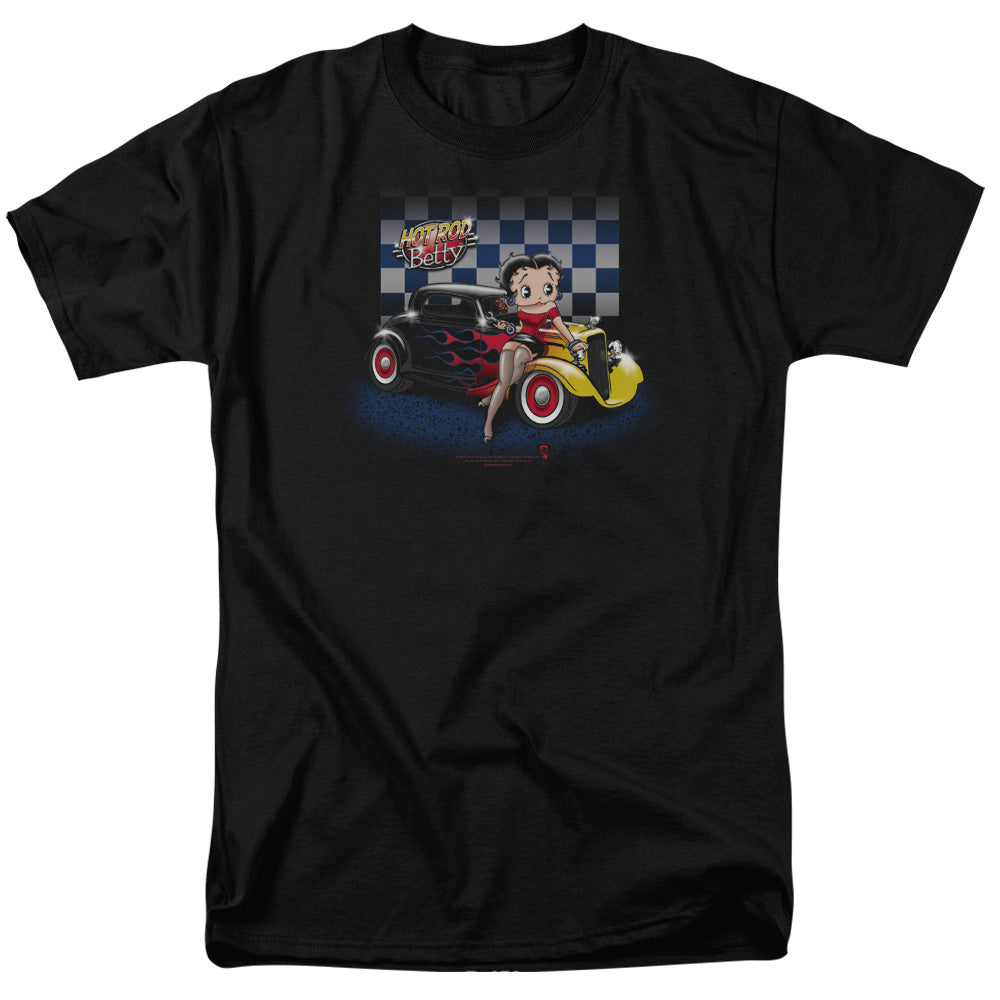 Betty Boop - Hot Rod Boop - Adult Unisex Short Sleeve T-Shirt - Black
