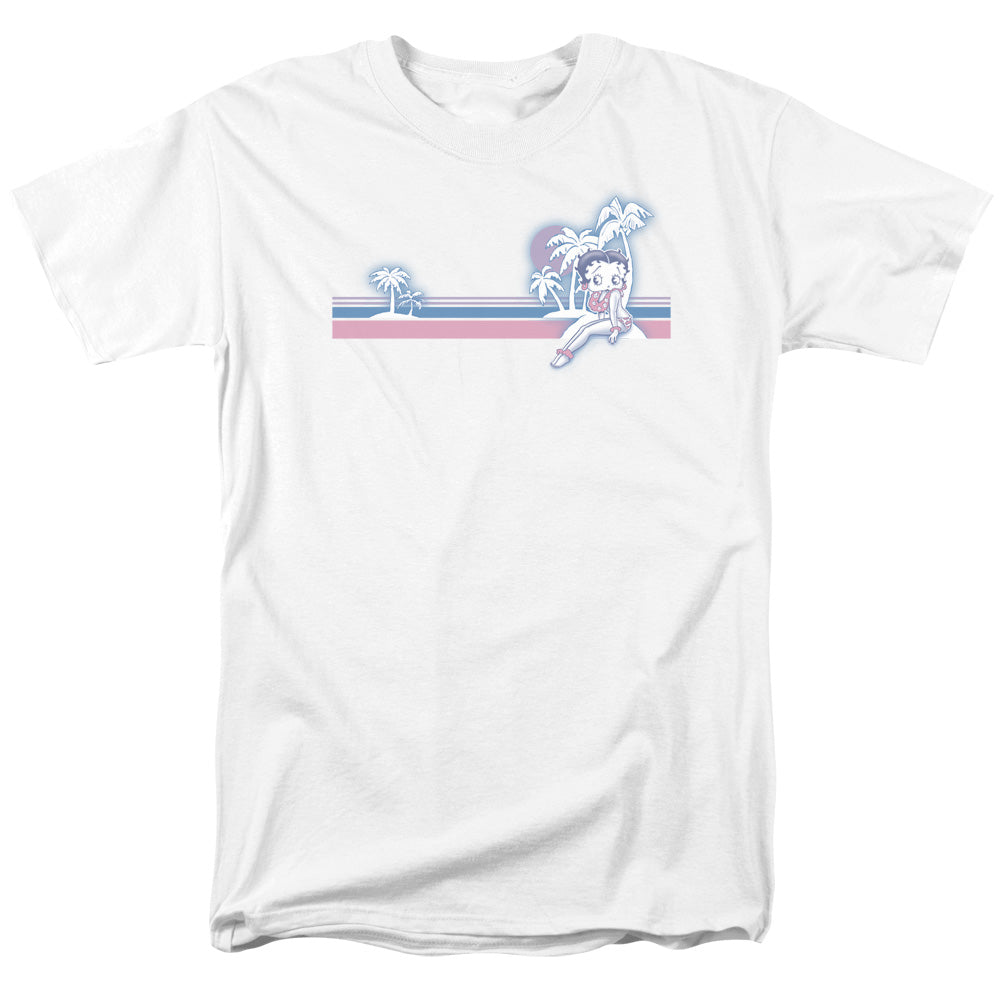 Betty Boop - Reto Surf Band - Adult Unisex Short Sleeve T-Shirt - White