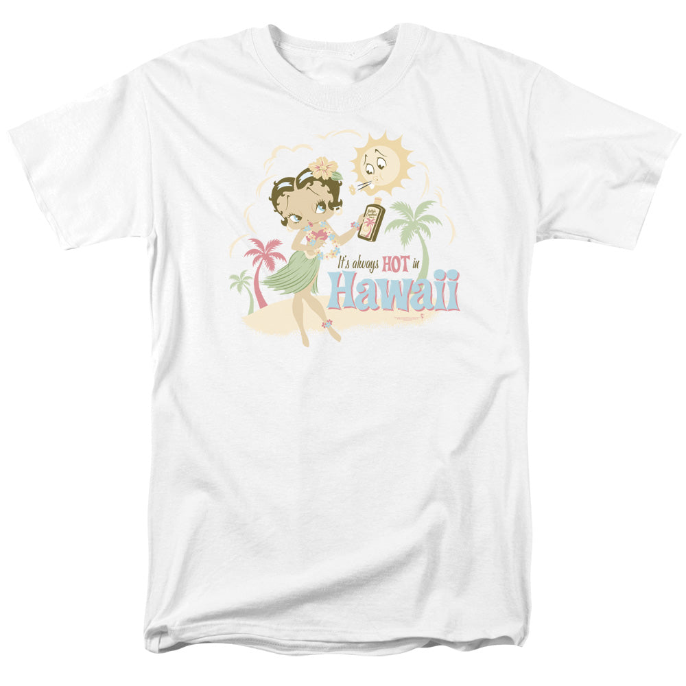Betty Boop - Hot In Hawaii - Adult Unisex Short Sleeve T-Shirt - White