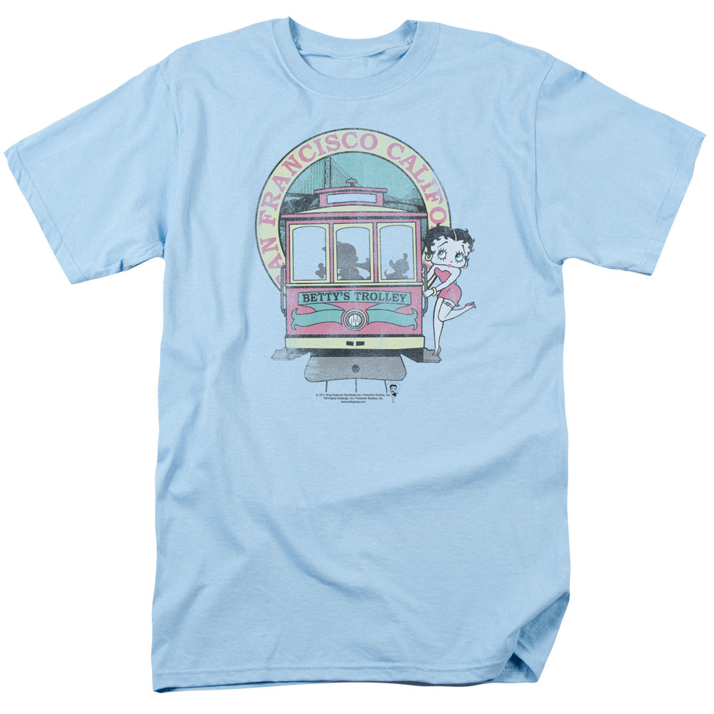 Betty Boop - Bettys Trolley - Adult Unisex Short Sleeve T-Shirt - Blue