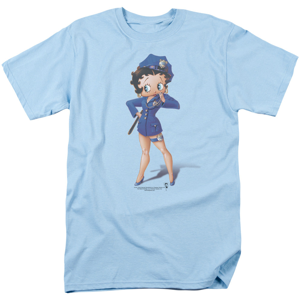 Betty Boop - Officer Boop - Adult Unisex Short Sleeve T-Shirt - Blue
