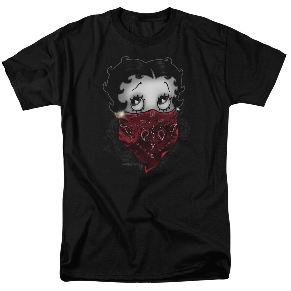 Betty Boop - Bandana & Roses - Adult Unisex Short Sleeve T-Shirt - Black