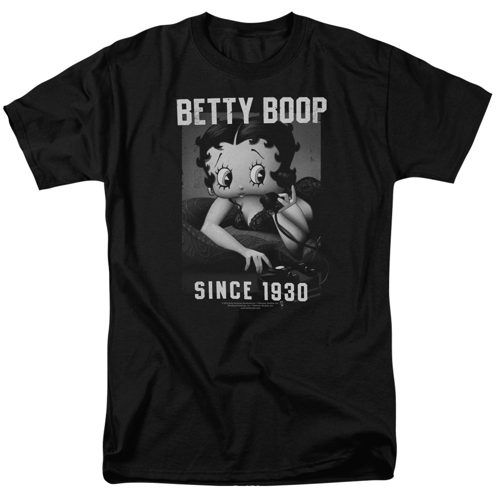 Betty Boop - On The Line - Adult Unisex Short Sleeve T-Shirt - Black