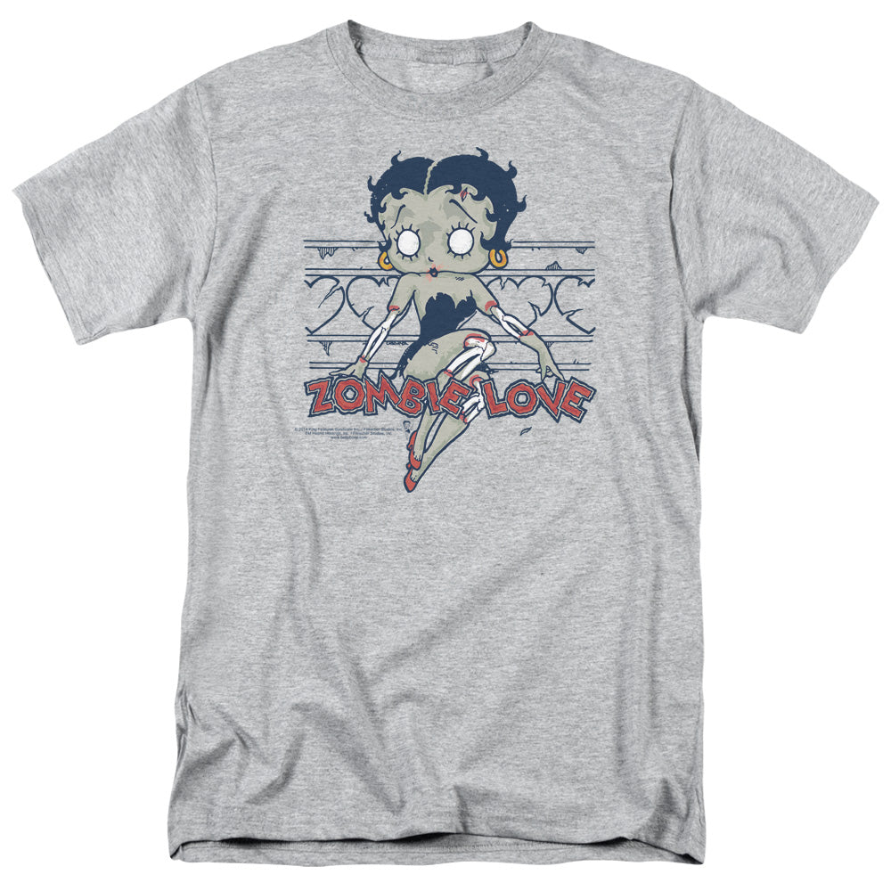 Betty Boop - Zombie Pinup - Adult Unisex Short Sleeve T-Shirt - Gray