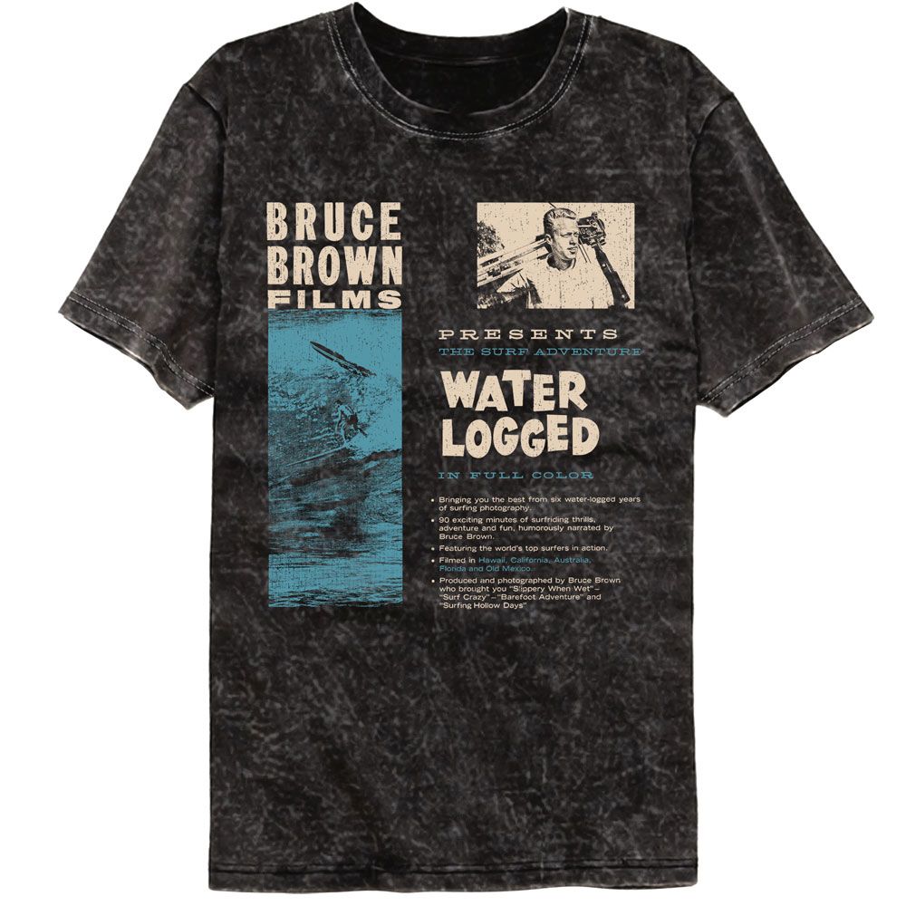 Bruce Brown Films Water Logged Officially Licensed Adult Short Sleeve Mineral Wash T-Shirt