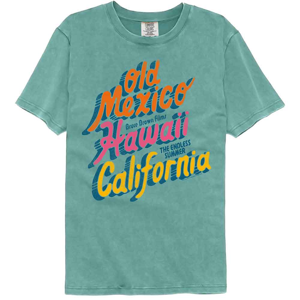 Bruce Brown Films - Summer Locations - American Classics - Solid Blue Adult Short Sleeve Comfort Color T-Shirt