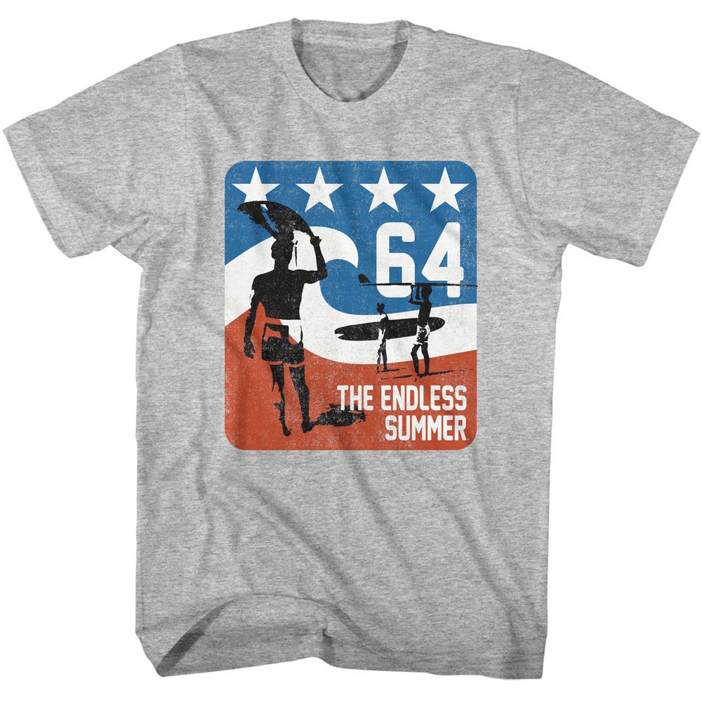 Bruce Brown Films - Endless Summer Americana - American Classics - Solid Gray Adult Short Sleeve T-Shirt