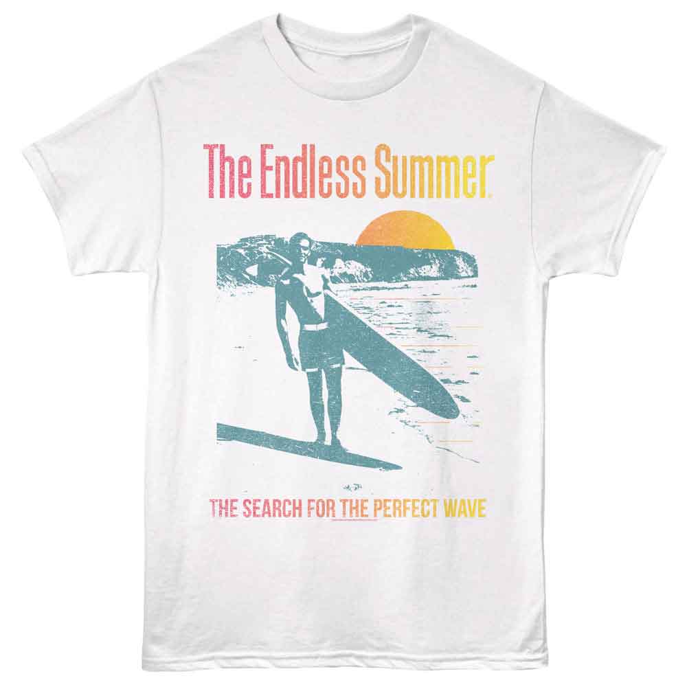 Bruce Brown Films - Sunset And Teal - White - Front Print Solid Adult Unisex Short Sleeve T-Shirt