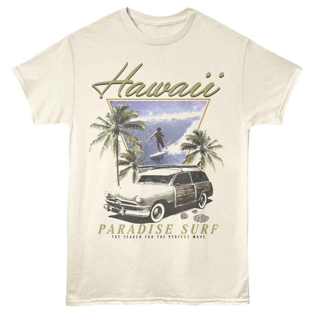 Bruce Brown Films - Paradise Surf - Off-White - Front Print Solid Adult Unisex Short Sleeve T-Shirt