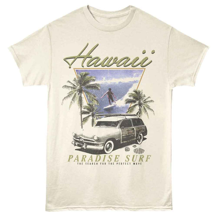 Bruce Brown Films - Paradise Surf - Off-White - Front Print Solid Adult Unisex Short Sleeve T-Shirt