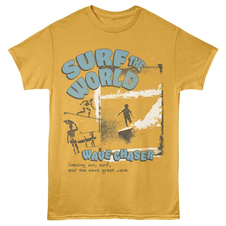 Bruce Brown Films - Surf The World - Orange - Front Print Solid Adult Unisex Short Sleeve T-Shirt