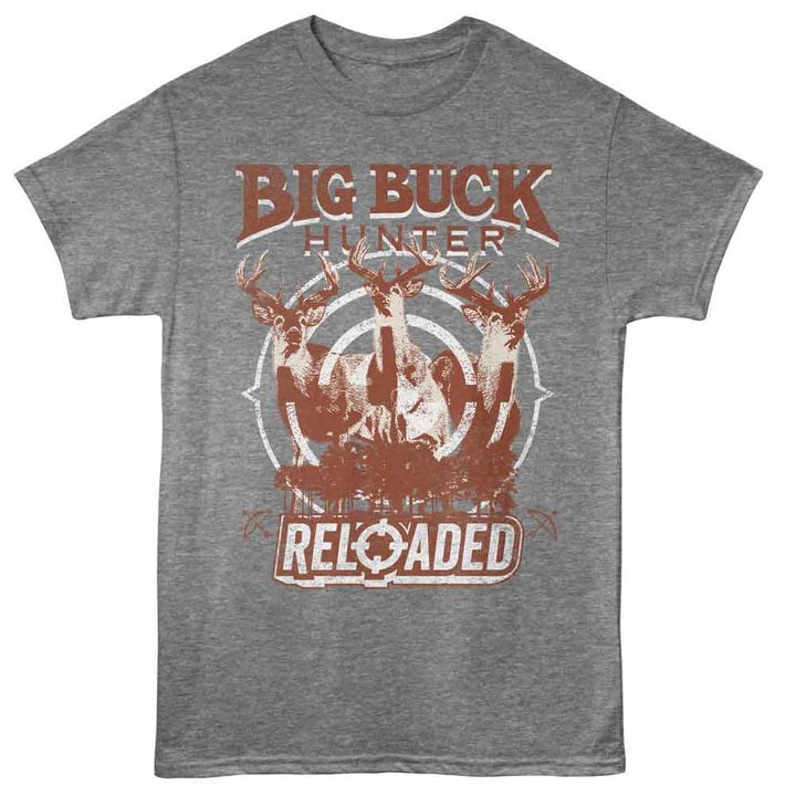 Big Buck Hunter - Three Deer Target - Front Print Adult Short Sleeve Solid T-Shirt - Graphite Heather