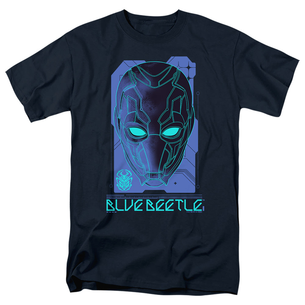 Blue Beetle - Large Mask - Adult Unisex Short Sleeve T-Shirt - Blue