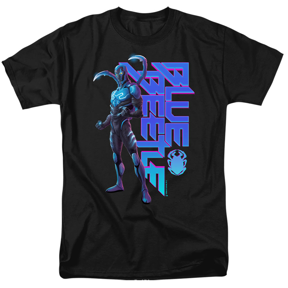 Blue Beetle - Standing - Adult Unisex Short Sleeve T-Shirt - Black