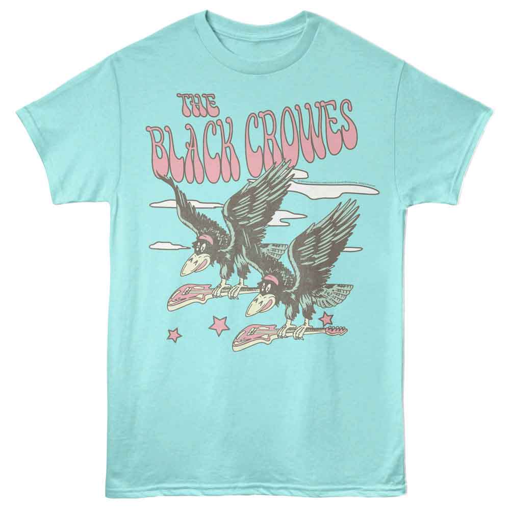 Black Crowes - Faded Double Fly - Heather Adult Unisex Short Sleeve T-Shirt - Purist Blue Heather