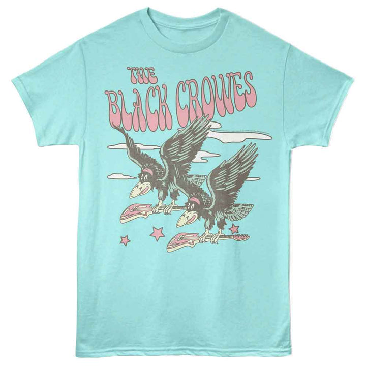 Black Crowes - Faded Double Fly - Heather Adult Unisex Short Sleeve T-Shirt - Purist Blue Heather