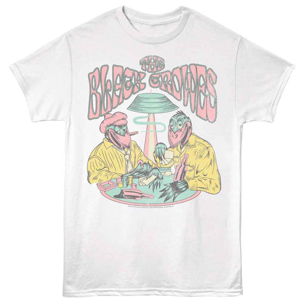 Black Crowes - Pastel Poker - Solid Adult Unisex Short Sleeve T-Shirt - White