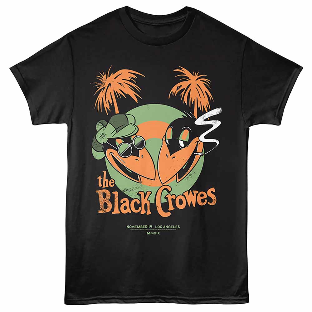 Black Crowes - Gig Poster - Front Print Adult Short Sleeve Solid T-Shirt - Black