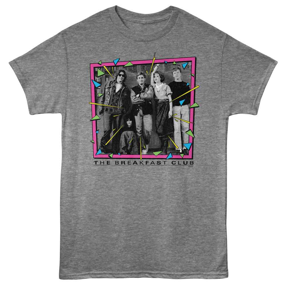Breakfast Club - Bright Shapes - Front Print Adult Short Sleeve Solid T-Shirt - Graphite Heather