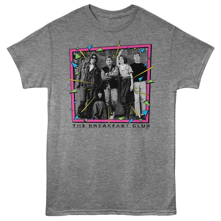 Breakfast Club - Bright Shapes - Front Print Adult Short Sleeve Solid T-Shirt - Graphite Heather