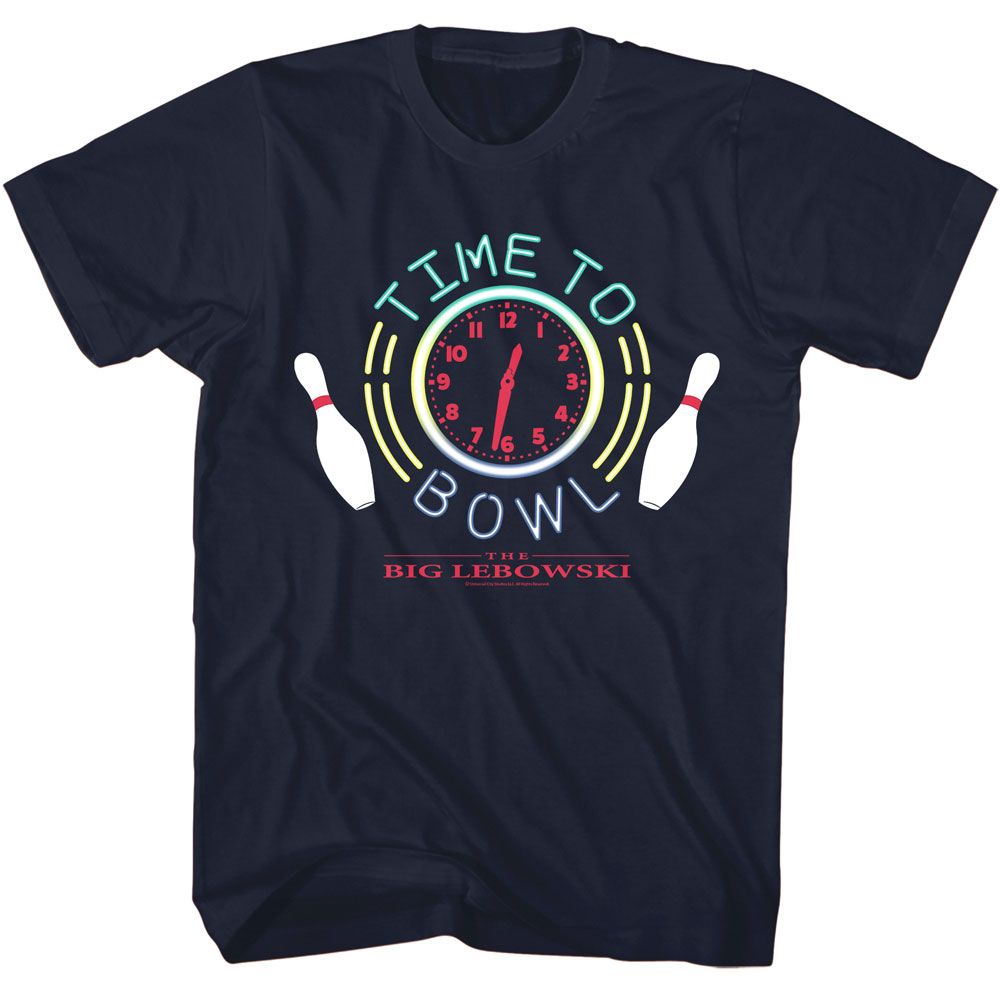 The Big Lebowski - Time To Bowl - American Classics - Solid Blue Adult Short Sleeve T-Shirt