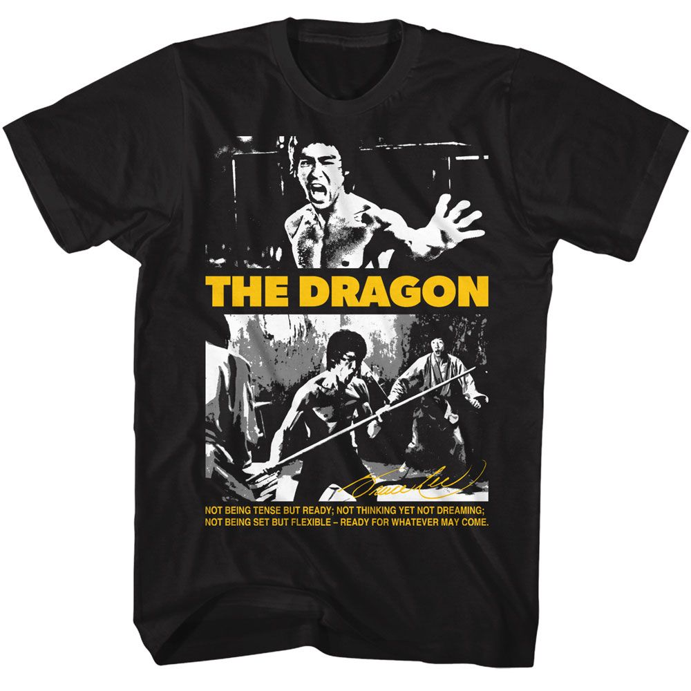 Bruce Lee - Ready For Whatever - American Classics - Solid Black Adult Short Sleeve T-Shirt