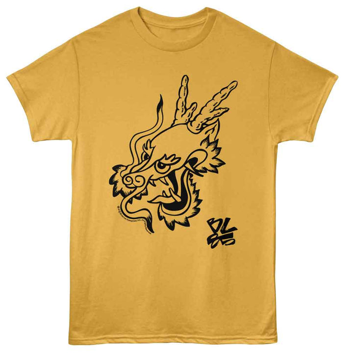 Bruce Lee - 85th Anniversary Dragon - American Classics - Orange Front Print Adult Short Sleeve T-Shirt