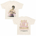 Bruce Lee - Rise Like A Dragon - Bronx Oversized Short Sleeve T-Shirt - Front & Back Print - Off-White