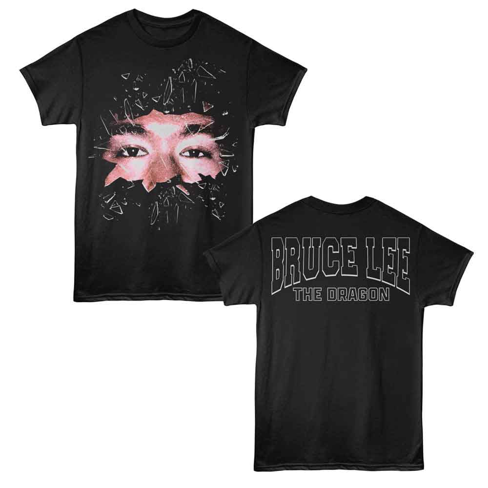 Bruce Lee - Shattered Glass - 2-Sided Print Adult Short Sleeve Solid T-Shirt - Black