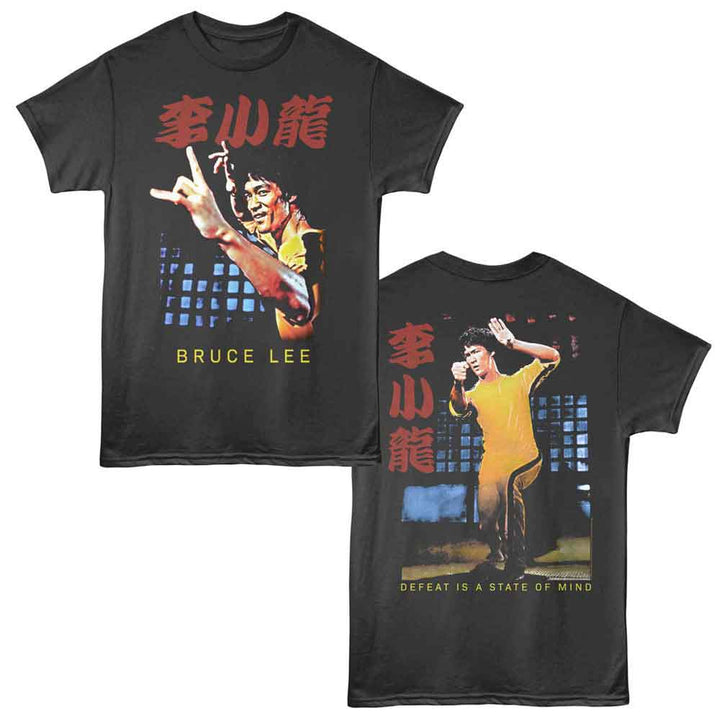 Bruce Lee - Yellow Jump - 2-Sided Print Adult Short Sleeve Solid T-Shirt - Smoke