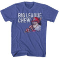 Big League Chew - Vintage Moustache W Distress - American Classics - Heather Blue Adult Short Sleeve T-Shirt