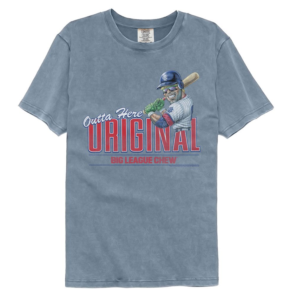 Big League Chew - Outta Here Original - American Classics - Solid Blue Adult Short Sleeve Comfort Color T-Shirt