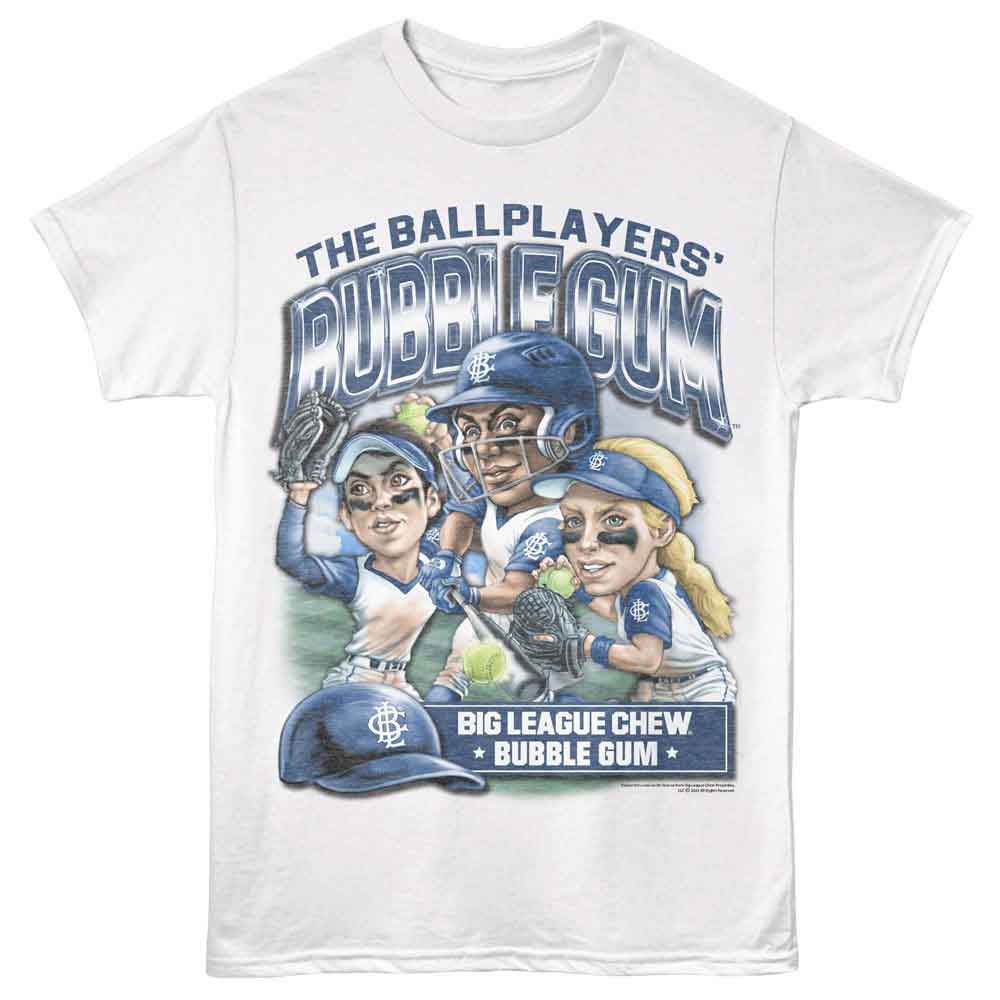 Big League Chew - Softball Team - White - Front Print Solid Adult Unisex Short Sleeve T-Shirt