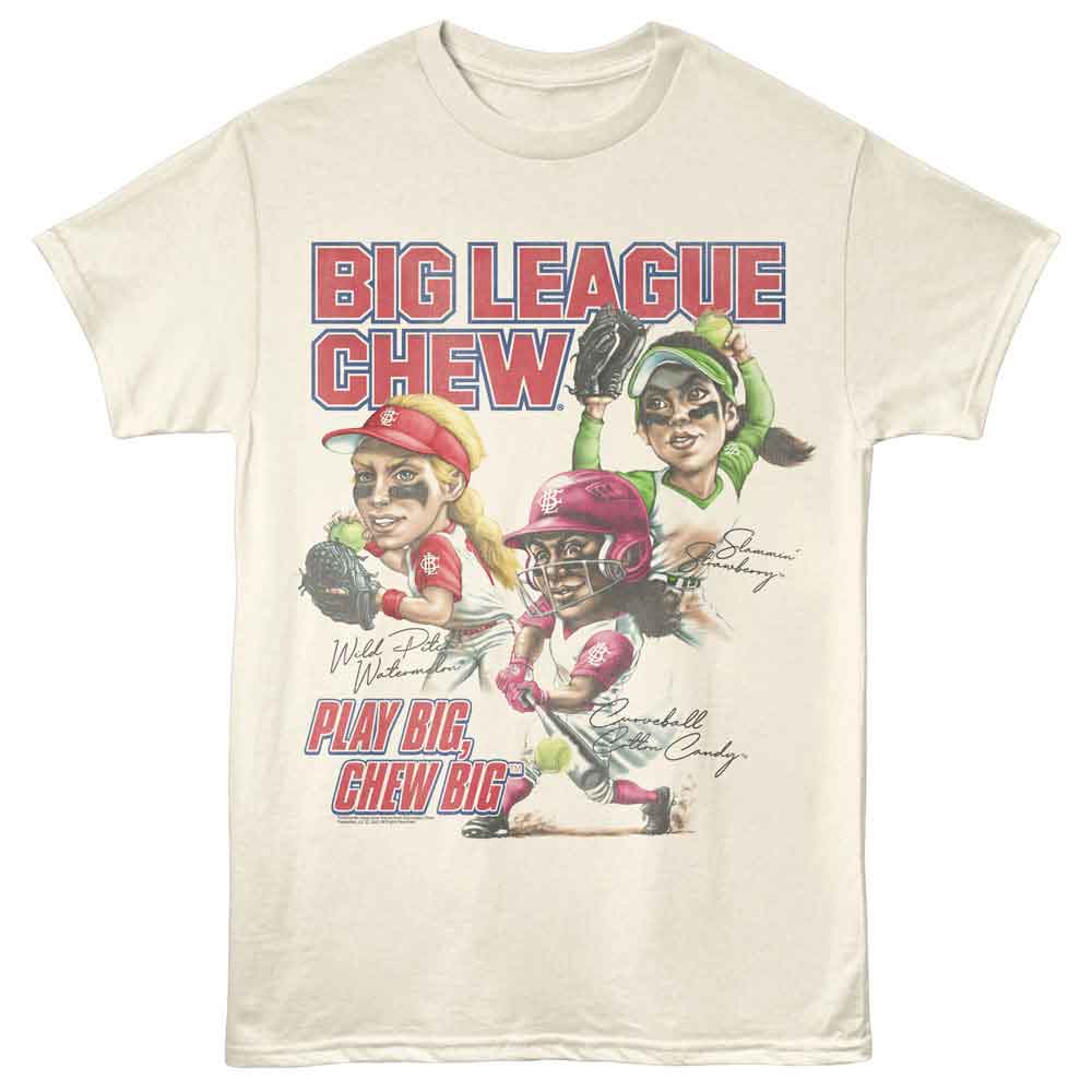 Big League Chew - Softball Players - Off-White - Front Print Solid Adult Unisex Short Sleeve T-Shirt