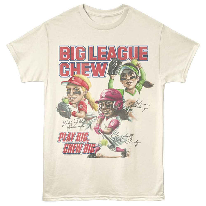 Big League Chew - Softball Players - Off-White - Front Print Solid Adult Unisex Short Sleeve T-Shirt