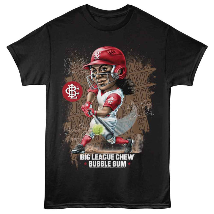 Big League Chew - Strawberry Softball - Black - Front Print Solid Adult Unisex Short Sleeve T-Shirt