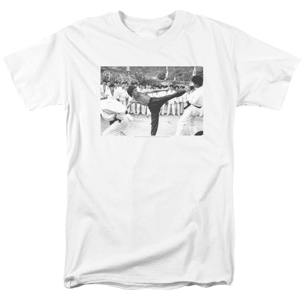 Bruce Lee - Kick To The Head - Adult Unisex Short Sleeve T-Shirt - White