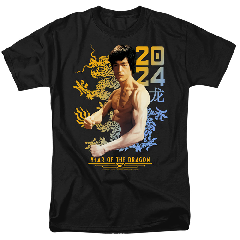 Bruce Lee - Two Tone Year Of The Dragon - Adult Unisex T-Shirt - Black