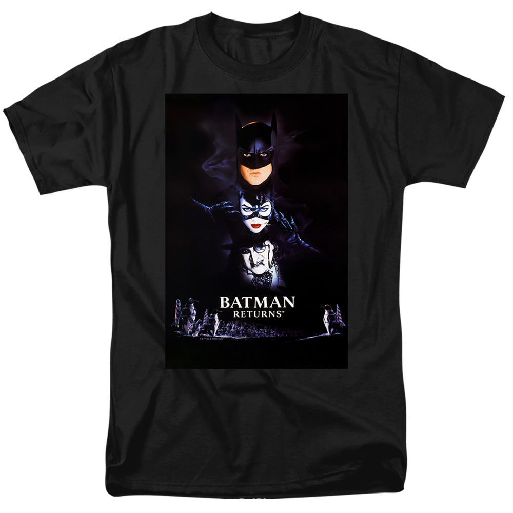 DC Comics Batman Returns Catwoman Penguin Poster Adult Unisex T-Shirt Black