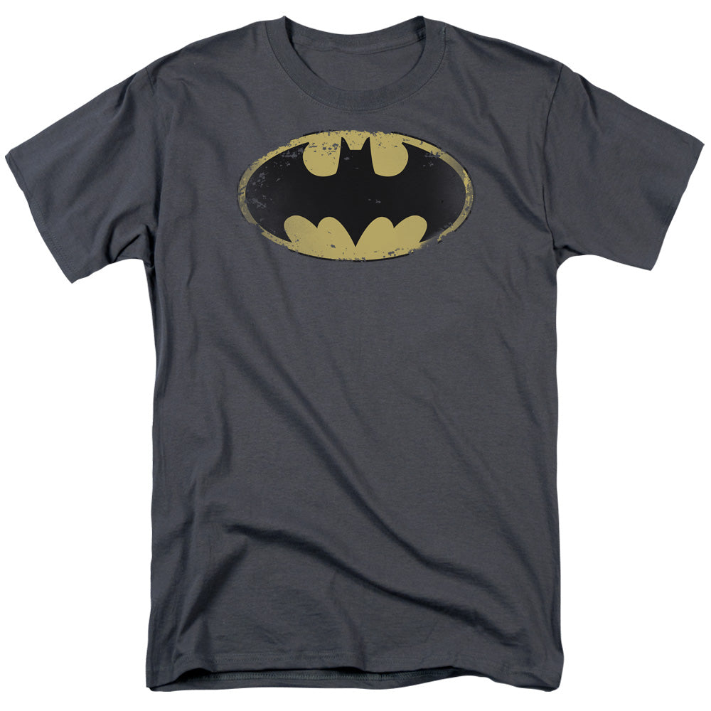 DC Comics - Batman - Distressed Shield - Adult Unisex T-Shirt - Gray