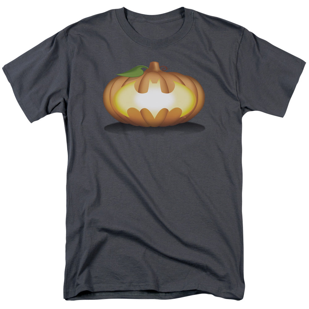 DC Comics - Batman - Bat Pumpkin Logo - Adult Unisex Short Sleeve T-Shirt - Gray