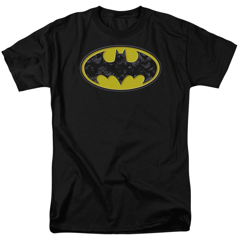 DC Comics - Batman - Bats In Logo - Adult Unisex Short Sleeve T-Shirt - Black