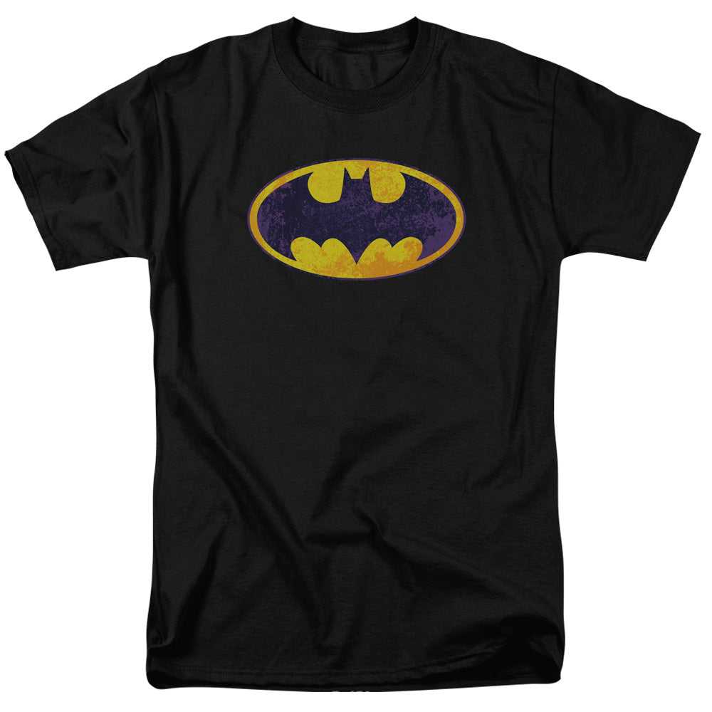 DC Comics - Batman - Neon Distressed Logo - Adult Unisex T-Shirt - Black