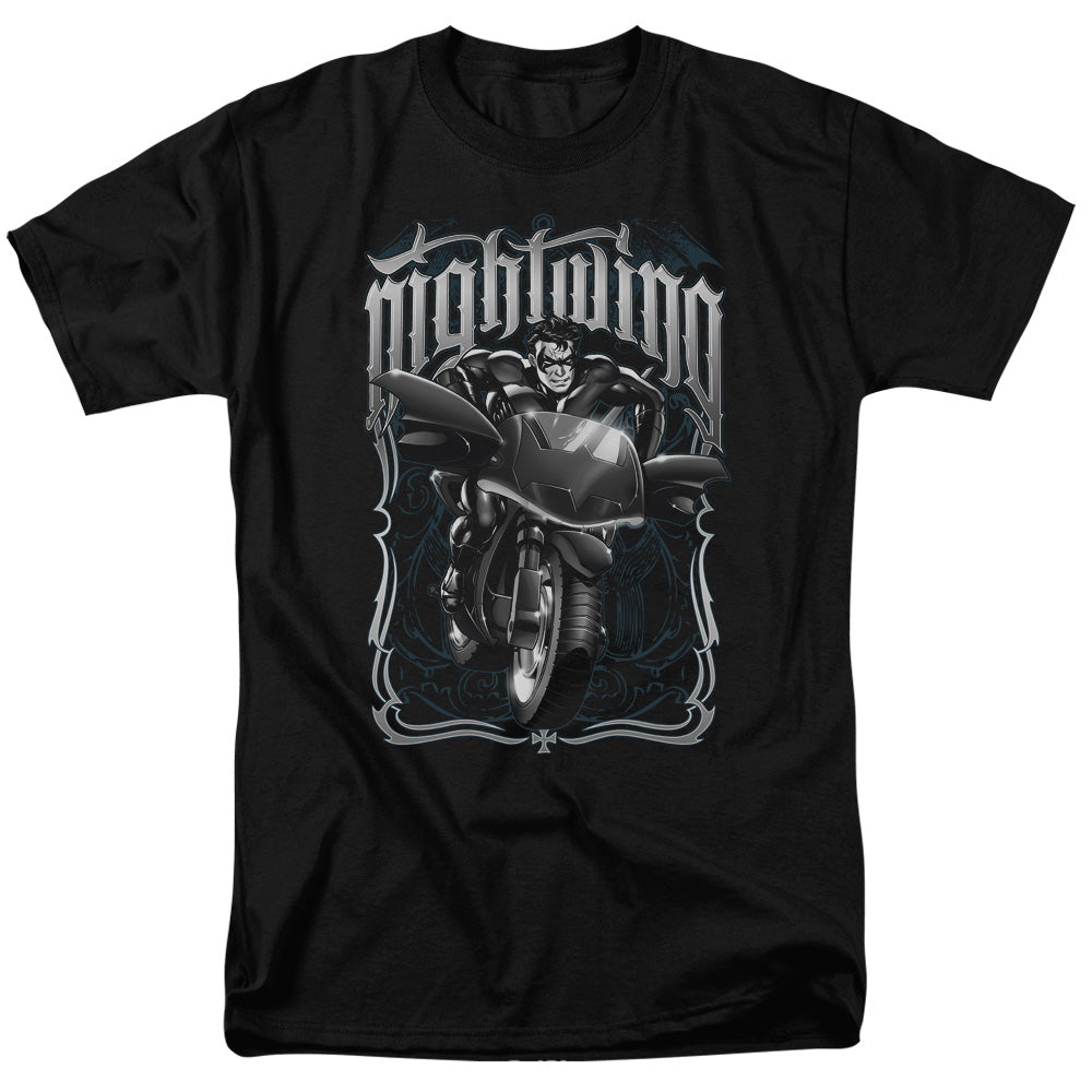 DC Comics - Batman - Nightwing Biker - Adult Unisex Short Sleeve T-Shirt - Black