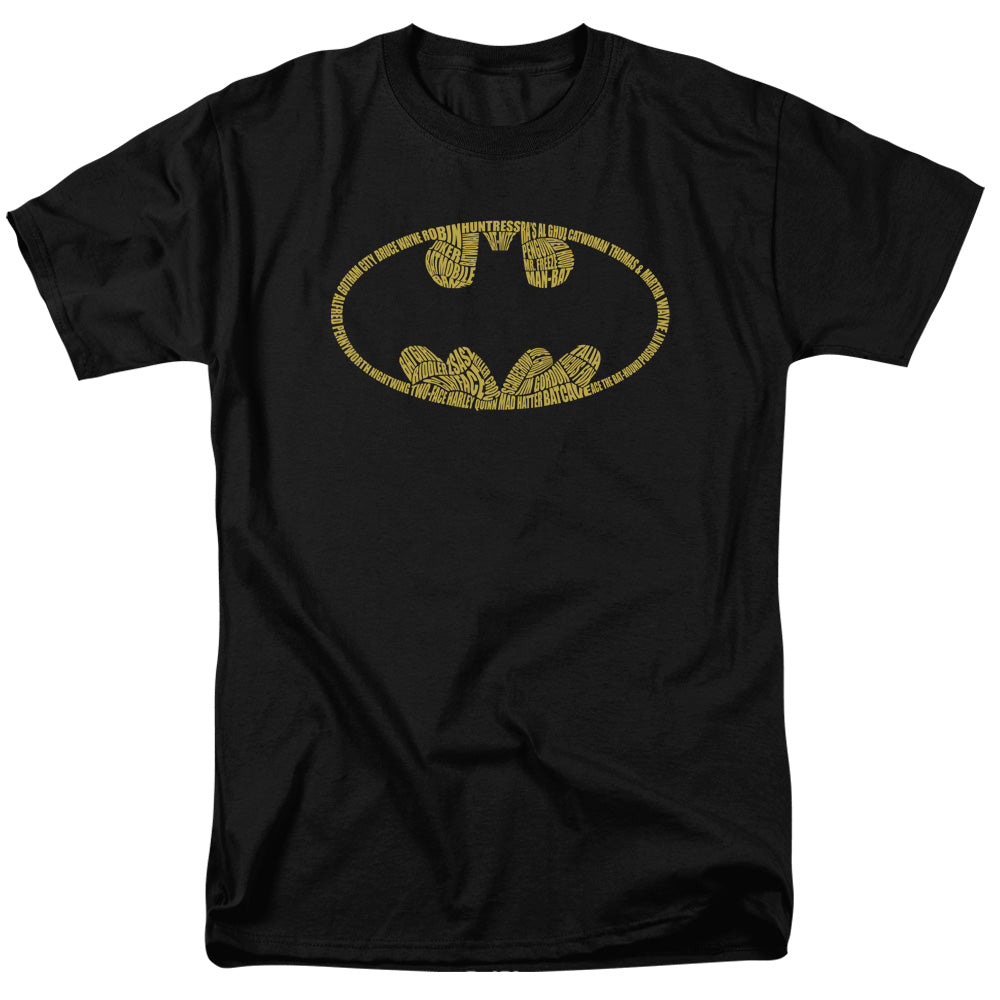 DC Comics - Batman - Word Logo - Adult Unisex Short Sleeve T-Shirt - Black