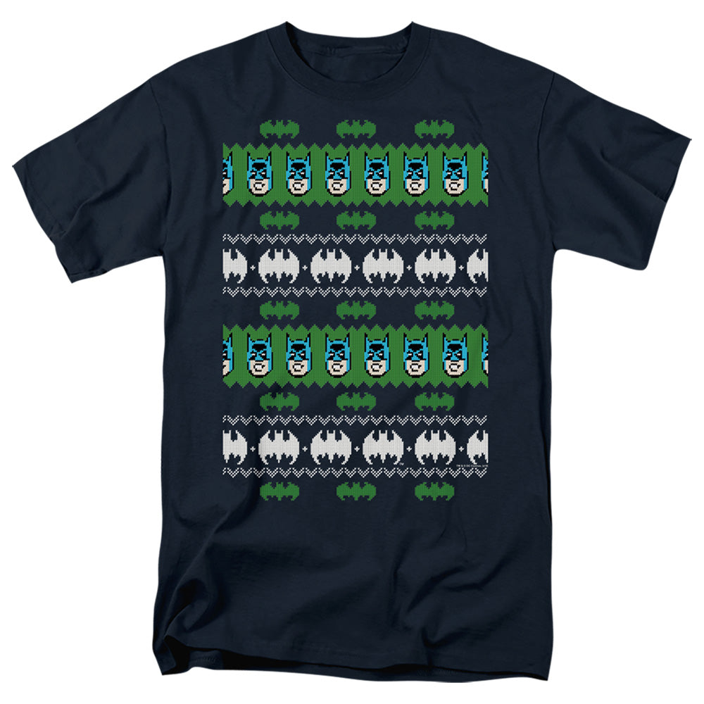 DC Comics - Batman - Batman Christmas Sweater - Adult Unisex T-Shirt - Blue