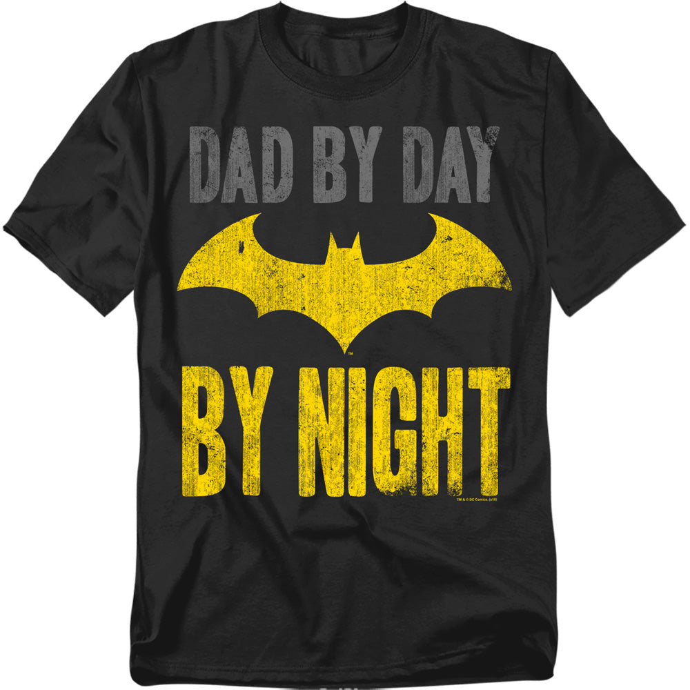 DC Comics - Batman - Dad By Day - Adult Unisex Short Sleeve T-Shirt - Black