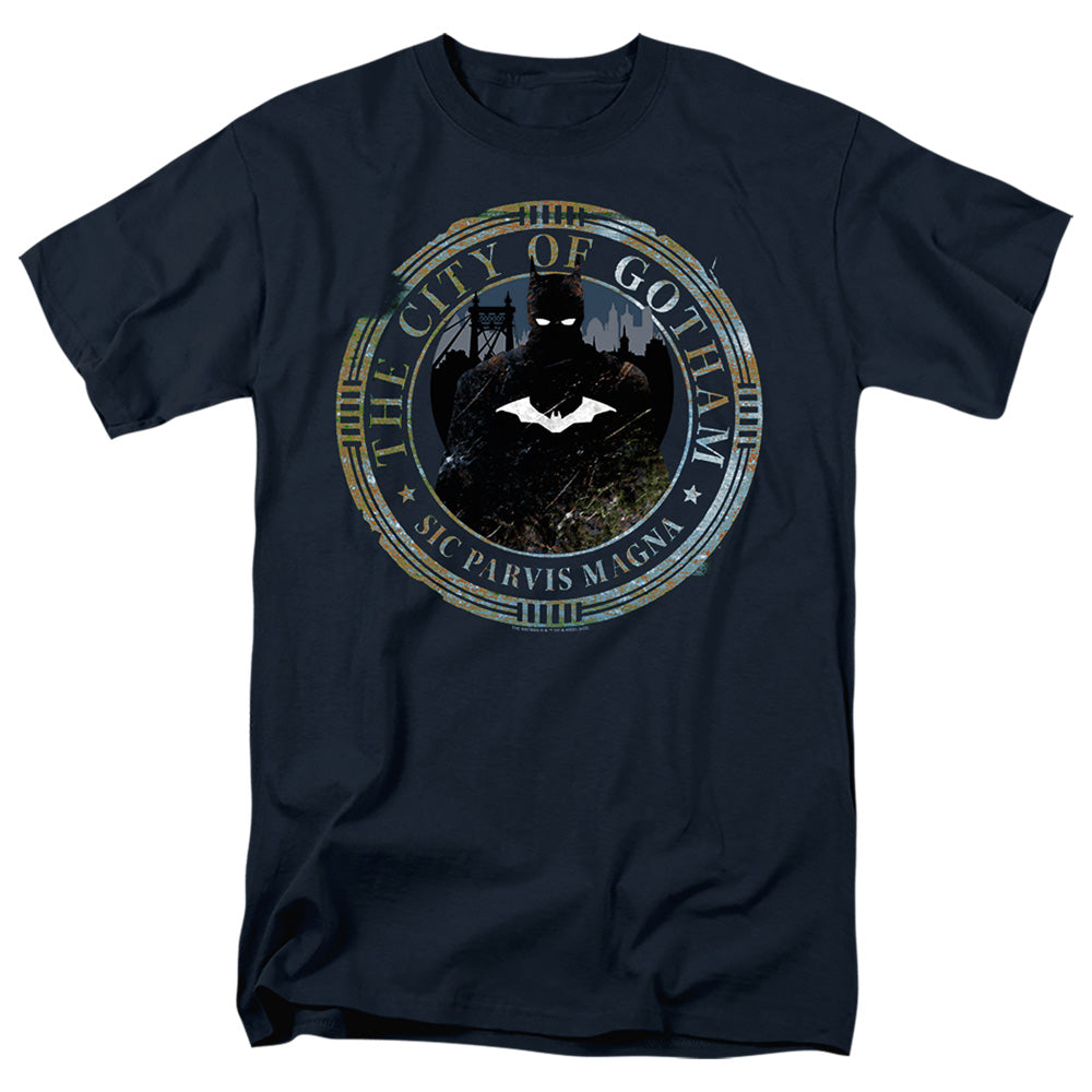 DC Comics - The Batman - Gotham Seal - Adult Unisex Short Sleeve T-Shirt - Blue