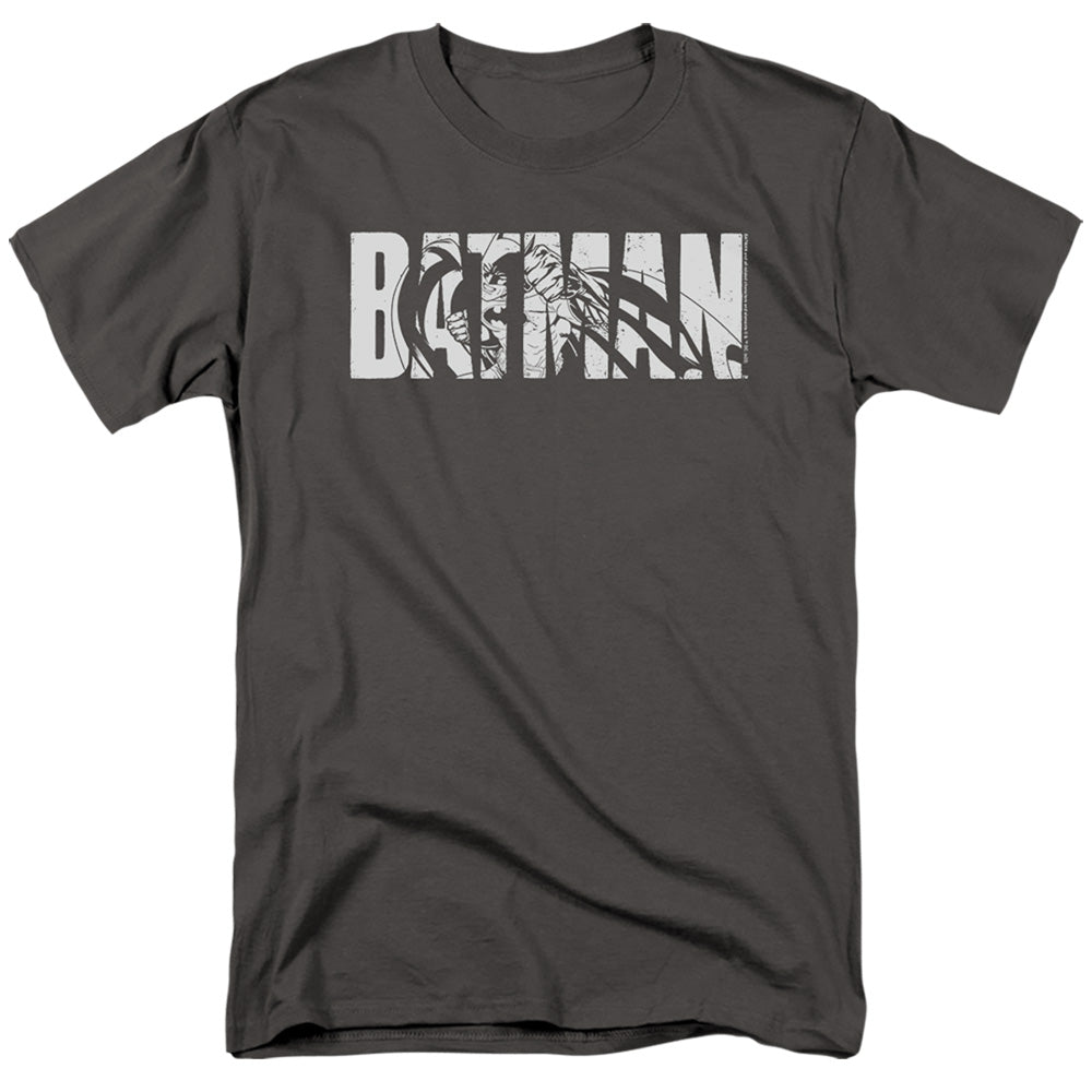 DC Comics - Batman - Text On Gray - Adult Unisex Short Sleeve T-Shirt - Gray