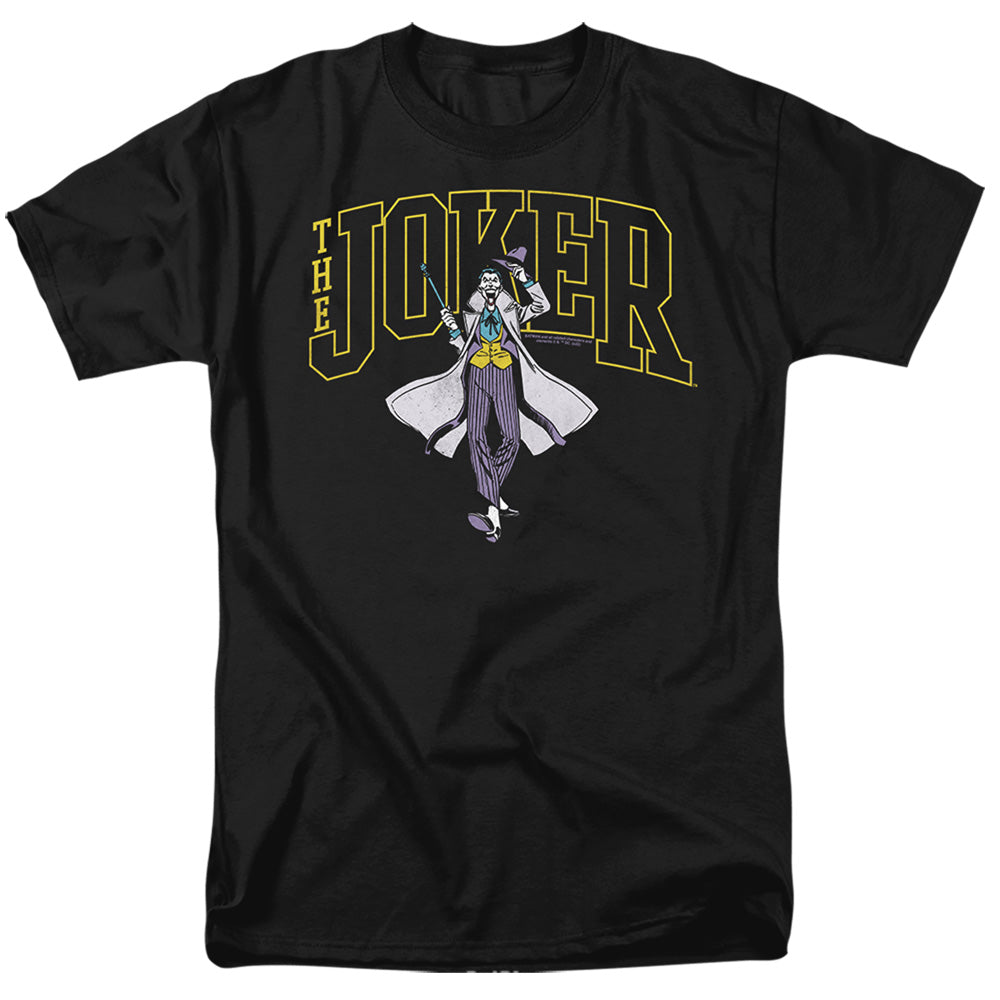 DC Comics - Batman - Joker Varsity On Black - Adult Unisex T-Shirt - Black